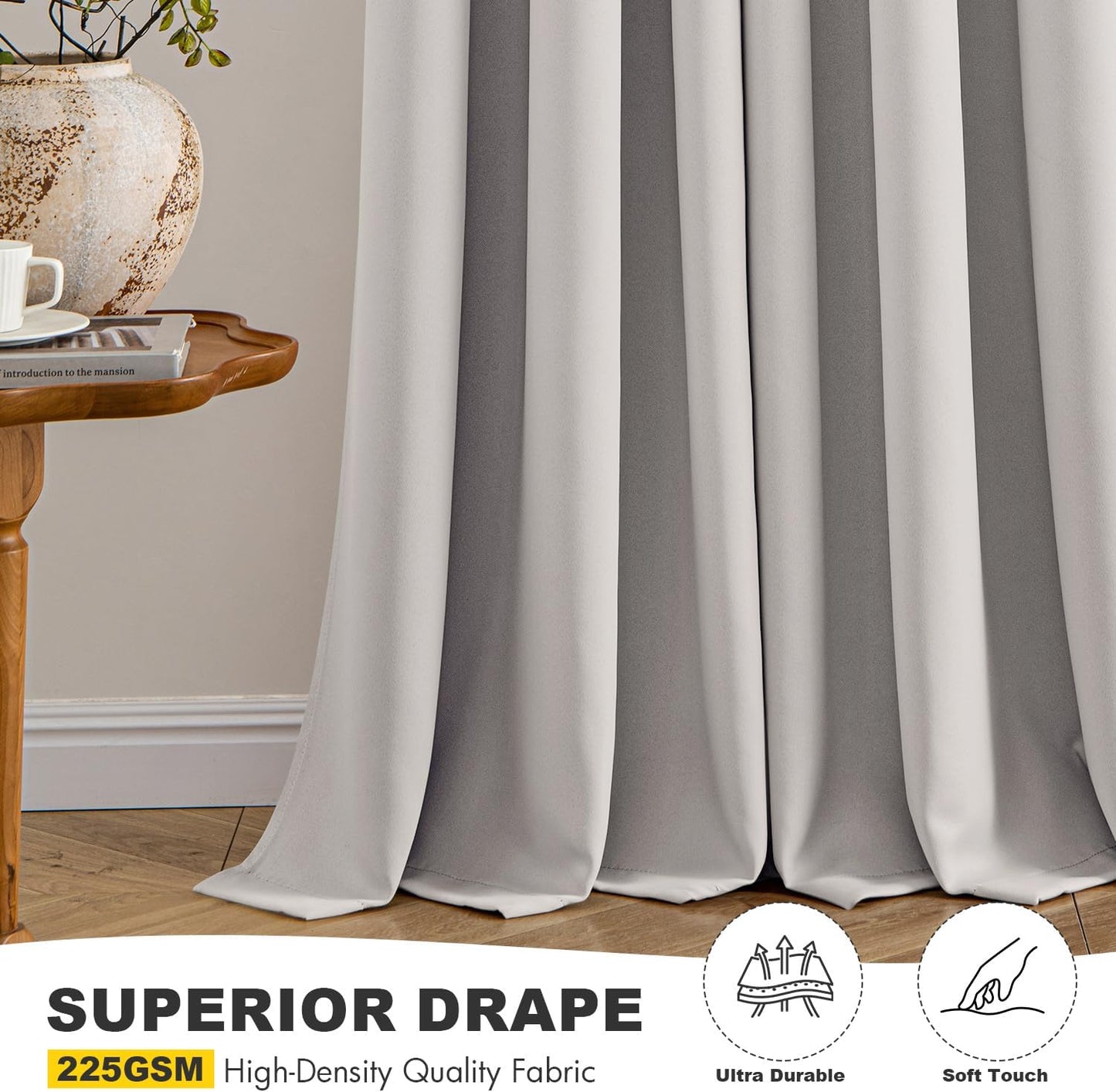 MIULEE Blackout Curtains - Thermal Insulated Room Darkening Drapes | 72-Inch Grommet Panels, Noise Reduction