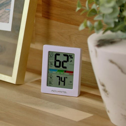 AcuRite Humidity Meter Hygrometer and Indoor Digital Thermometer with Temperature Gauge and Humidity Gauge, Room Thermometer Comfort Scale, 3 x 2.5 Inches, White (01083M)