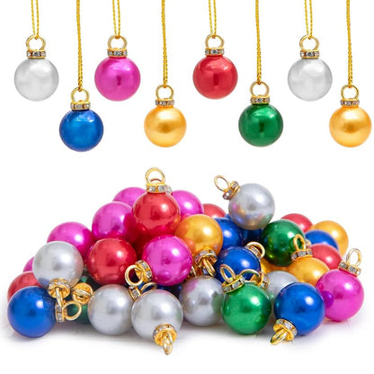 60Pcs Mini Christmas Ball Ornaments Set, 0.6 Inch Glitter Xmas Tree Bulbs in 6 Colors