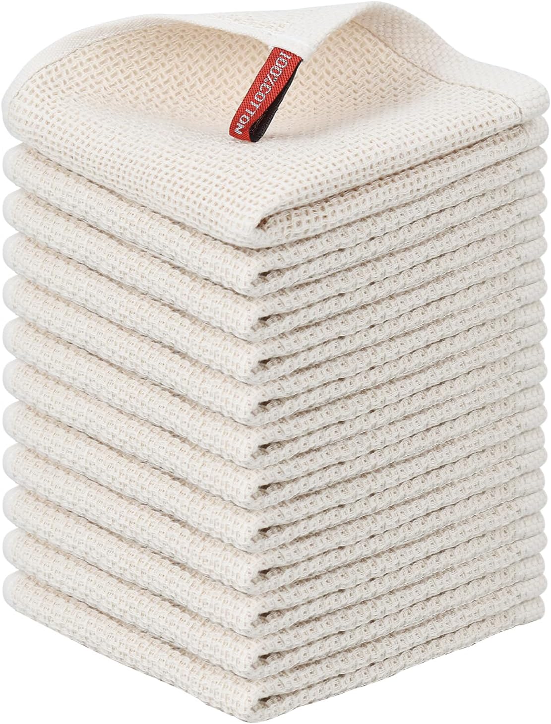 Niallant Cotton Kitchen Towels - Soft & Absorbent Dish Rags | 12 Pack, 12x12 Inch