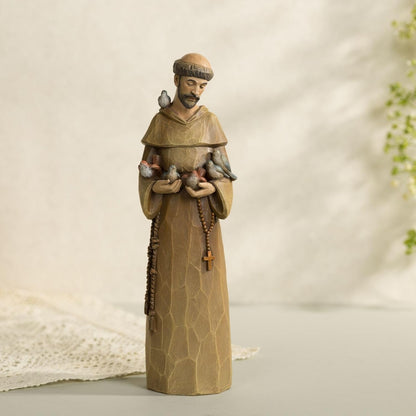 St. Francis Statue - 12 Inch Premium Resin Sculpture | Preaching to Birds, Perfect for Garden & Home Decor