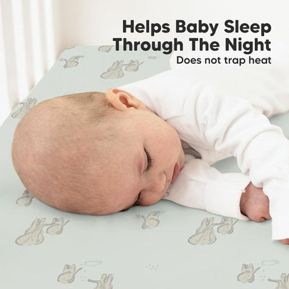 KeaBabies 2-Pack Organic Crib Sheets for Boys, Girls - 52x28 Fitted Crib Mattress Sheet Neutral, Breathable Jersey Cotton Cover for Baby Bed, Toddler Mattress, Soft & Cute Prints (Elly)