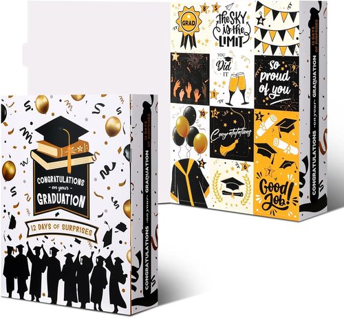 Glenmal Graduation Countdown Calendar Gift Box - 12 Days of Celebration for 2026 Graduates | Fill It Yourself (Black)