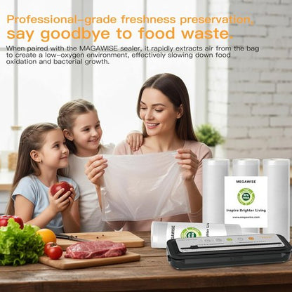 AZEUS Vacuum Sealer Bag Rolls - BPA-Free Embossed Rolls, 2 Rolls 8" x 16.4' & 3 Rolls 11" x 16.4'