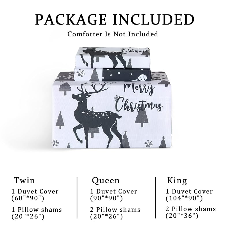 Christmas Duvet Cover Set Twin Reversible 8 Corner Ties Soft Microfiber