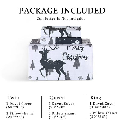 Christmas Duvet Cover Set Twin Reversible 8 Corner Ties Soft Microfiber