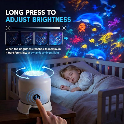 Dynamic Rotating LED Projector Light - USB Rechargeable Christmas Night Sky Projection for Kids Room
