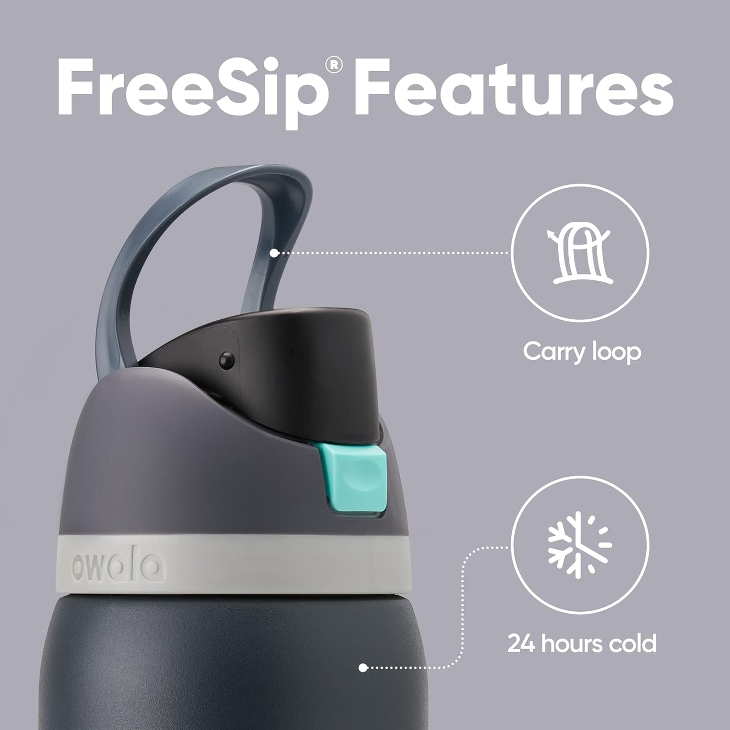 Owala FreeSip Insulated Stainless Steel Water Bottle - 40 oz BPA-Free | Ideal for Sports, Travel & School - Foggy Tide