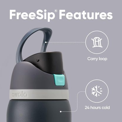 Owala FreeSip Insulated Stainless Steel Water Bottle - 40 oz BPA-Free | Ideal for Sports, Travel & School - Foggy Tide
