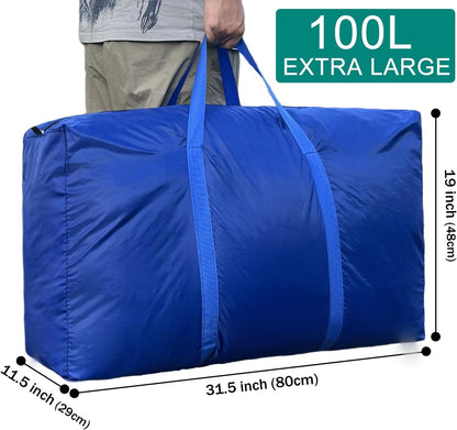 100L Extra Large Storage Bags by [Brand Name] - Durable Moving Bags with Strong Zippers & Handles | Space-Saving Packing Solution (Blue, 2 Pack)