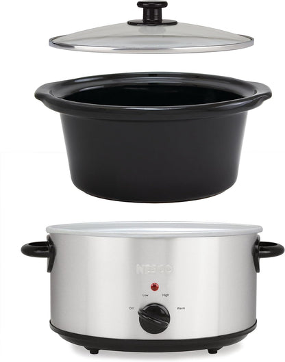 NESCO Slow Cooker - 4 Quart Capacity | Versatile Cooking in Stylish Silver Finish