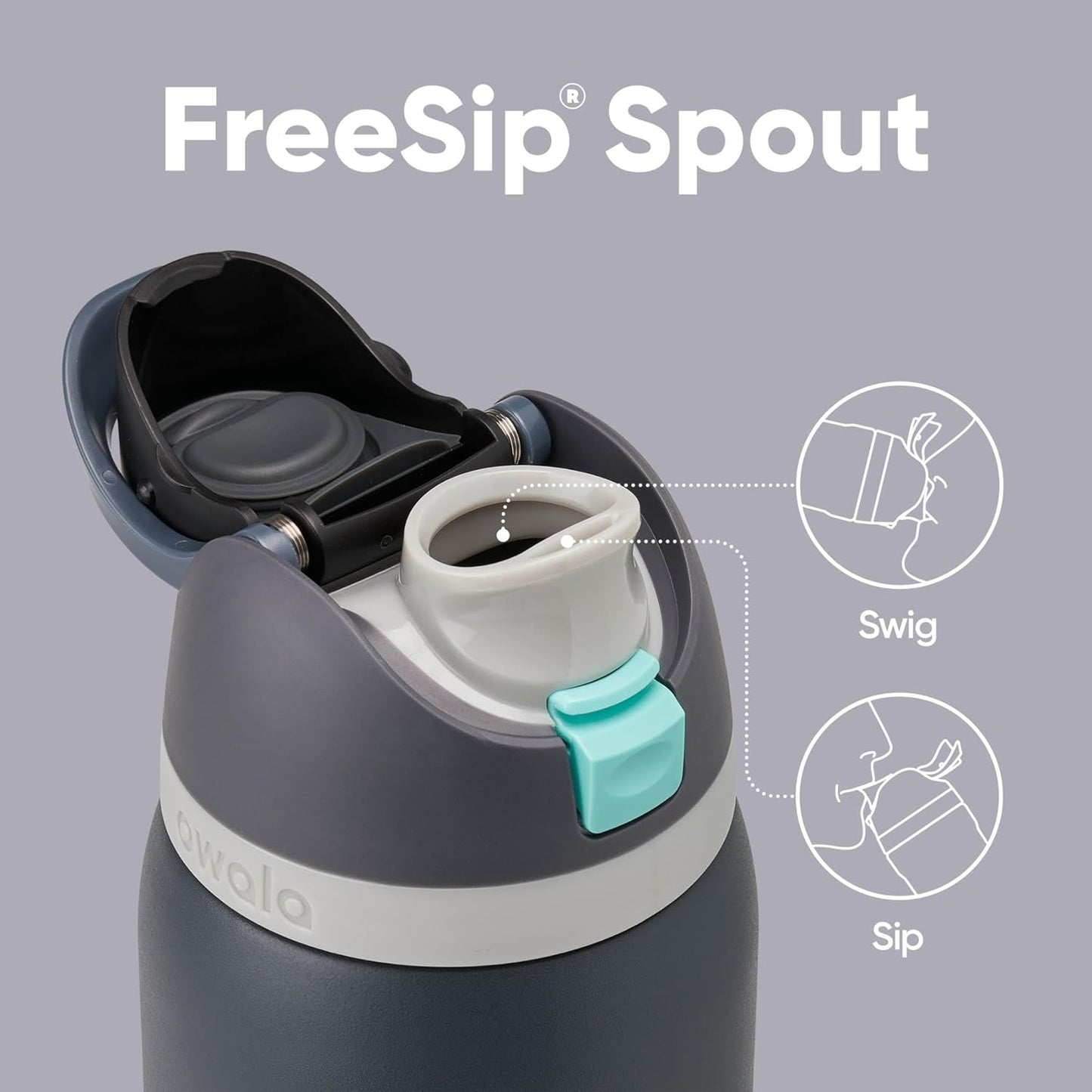 Owala FreeSip Insulated Stainless Steel Water Bottle - 32 oz BPA-Free | Perfect for Sports, Travel & School - Foggy Tide