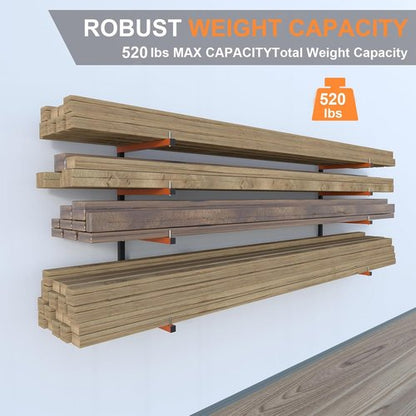 Heavy Duty Metal Lumber Storage Rack by [Brand Name] - 8-Level Wall Mount Design for Garage Organization | 32-Inch