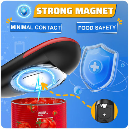 One Touch Electric Can Opener Easy Open Any Can Sizes with Smooth Edge, Food-Safe Handheld Portable Battery Operated Electric Can Openers, Kitchen Gadget for Kitchen, Seniors, Chef, Arthritis