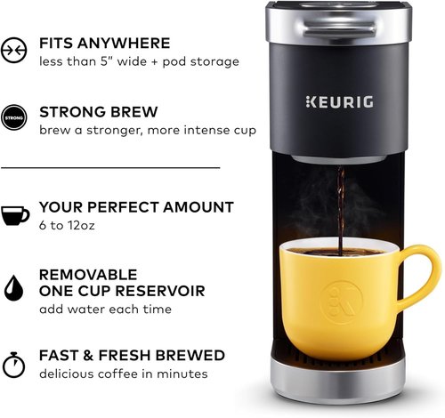 Keurig K-Mini Plus Coffee Maker - Single Serve K-Cup Pod Brewer | 6-12oz Brew Size, Matte Black