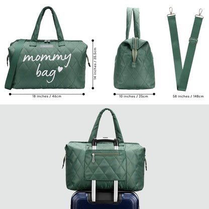 PeraBella Mommy Hospital Bag - Stylish Maternity Diaper Bag for Labor & Delivery | Green
