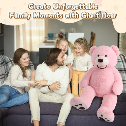 MorisMos Giant Teddy Bear - 51-Inch Plush Stuffed Animal with Big Footprints | Perfect Gift in Pink
