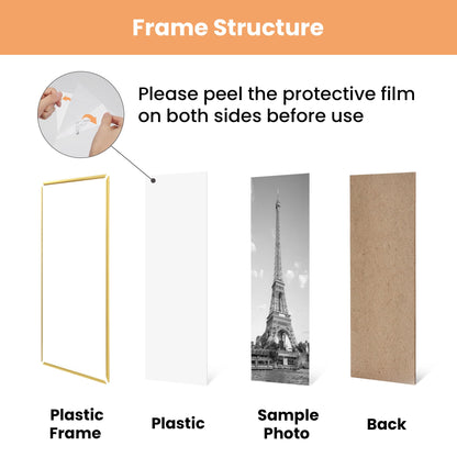 upsimples 20x30 Picture Frame Gold 3 Pack, Scratch-Proof Poster Frames 20 x 30 for Photo Gallery - Slide-In Strips, Horizontal or Vertical Wall Mounting