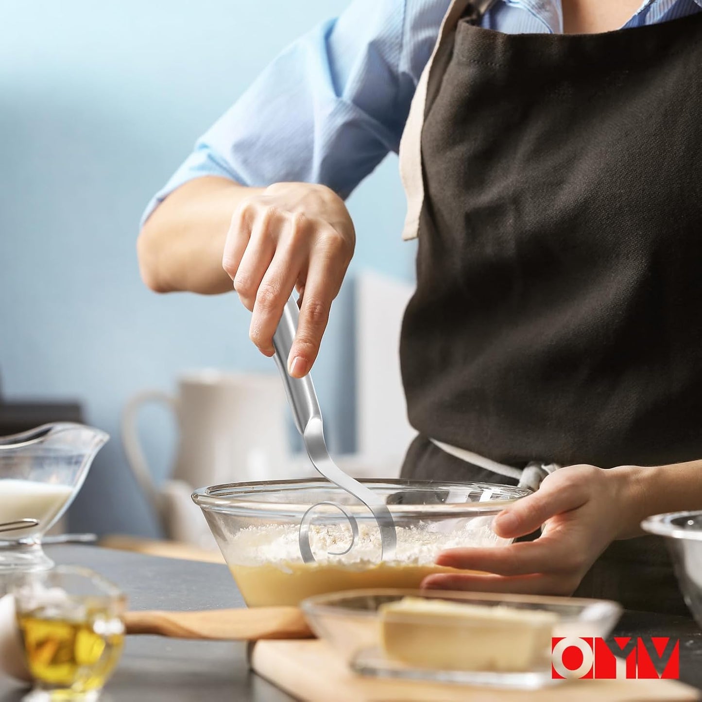 OYV Dough Whisk - 18/10 Stainless Steel Danish Whisk for Sourdough, Cookies & Pastry - 9" Dishwasher Safe