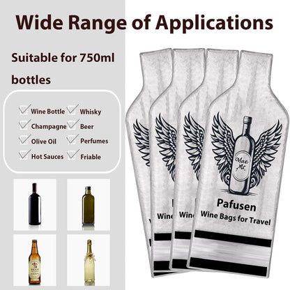 Pafusen 2 Set Wine Bags for Travel, Reusable Wine Bottle Travel Protector Bags, Leak Proof Protective Bottle Bags Sleeves Airplane Cruise Car, Wine Bottles Protector Sleeve