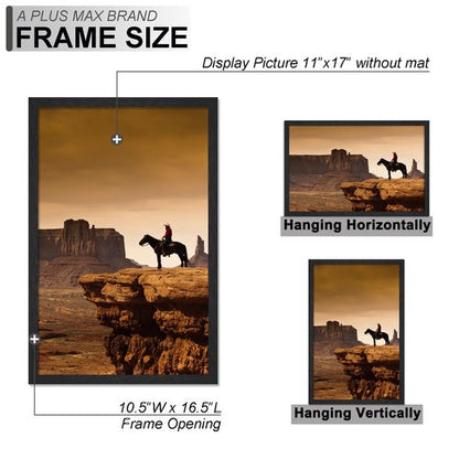 A PLUS MAX 11x17 Picture Frame, Black Engineered Wood Frame for 11 x 17 Inch Picture Poster Photo, Light Weight 11 by 17 Frame with Wood-grain for Wall - 1 Pack/Black/11 x17