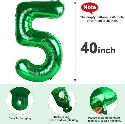 Skiennix 40-Inch Balloon Numbers - Big Dark Green Balloons for 5th Birthday & Wedding Decor