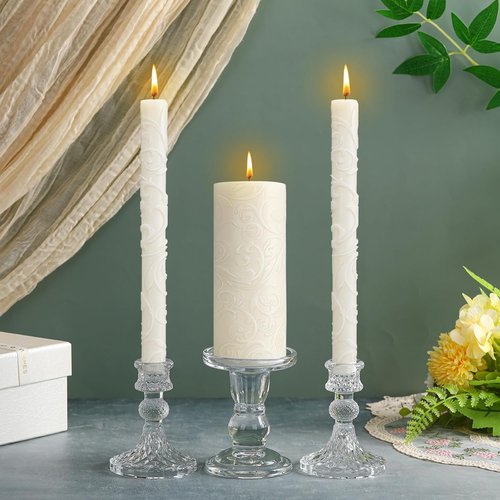 Irenare Unity Candles - Elegant Glass Holder for Wedding Ceremonies | Pillar Candle Decor