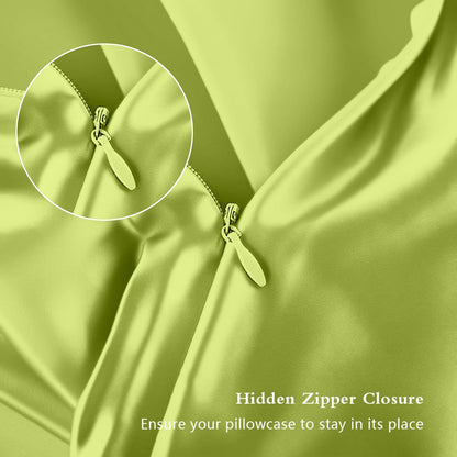 Mulberry Silk Pillowcases - Standard Size Silk Pillowcase for Hair & Skin | Olive Green with Zipper