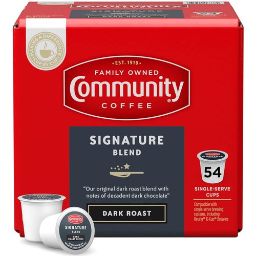 Community Coffee Signature Blend - Dark Roast Coffee Pods | 54 Count Compatible with Keurig 2.0