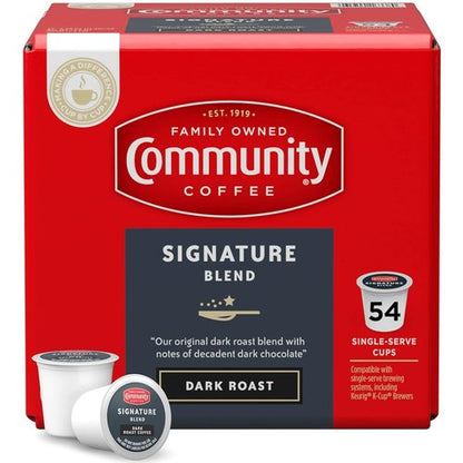 Community Coffee Signature Blend - Dark Roast Coffee Pods | 54 Count Compatible with Keurig 2.0