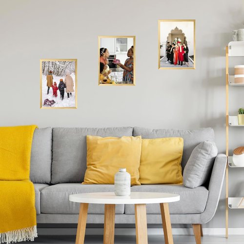 JCJMY Gold Picture Frame 9.5x13 - Wall Mounting Horizontally or Vertically | Shatter Resistant Plexiglass
