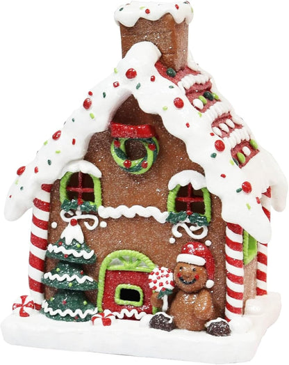 Moments In Time Gingerbread House | 8.7” Handcrafted LED Christmas Decoration - Battery Operated Festive Decor