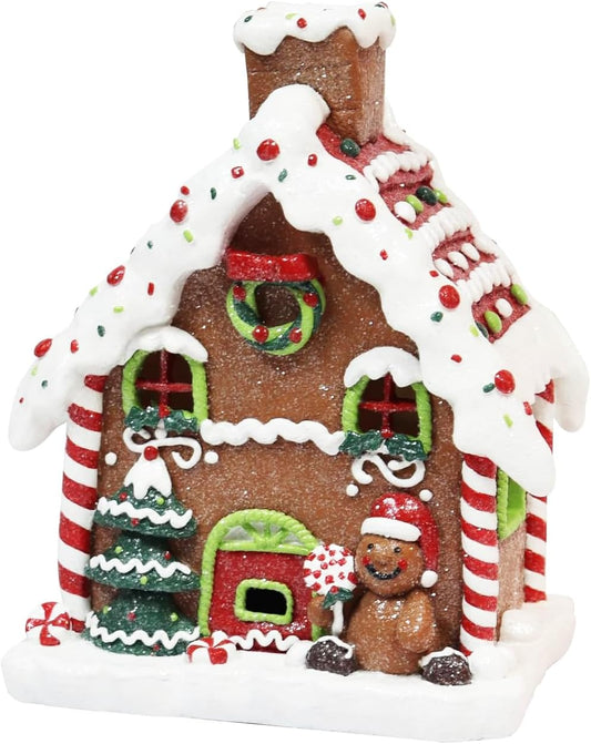 Moments In Time Gingerbread House | 8.7” Handcrafted LED Christmas Decoration - Battery Operated Festive Decor