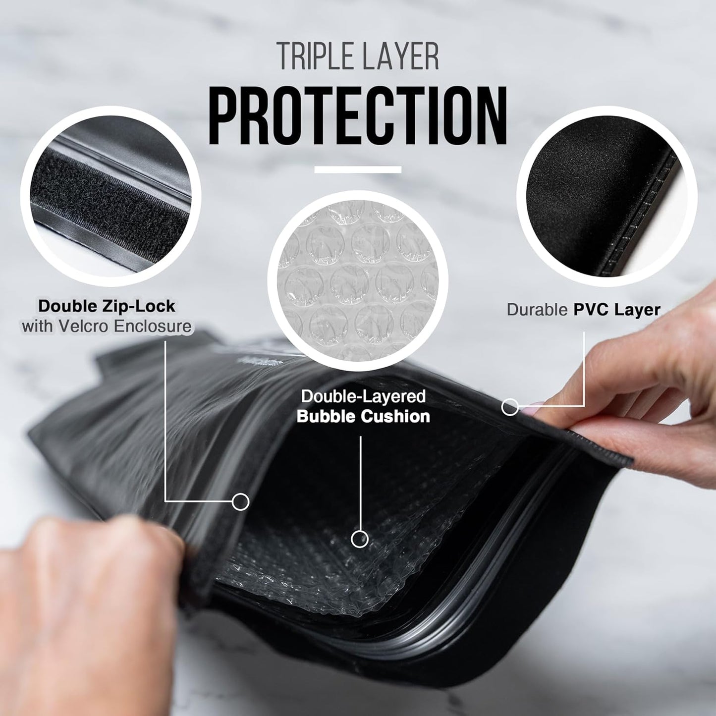 Reusable Wine Protector Travel Bag by Bottle Shield (6-pack) - Bubble Cushioning Wrap Suit - Unbreakable Bottle Sleeve, Leak Proof - Wine Tote Bags Accessory for Suitcase Luggage, Black