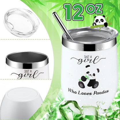 Panda Gift Basket Set with Insulated Tumbler, Makeup Bag, Socks, Keychain & Pen - 6 Pcs (Variation: Panda)