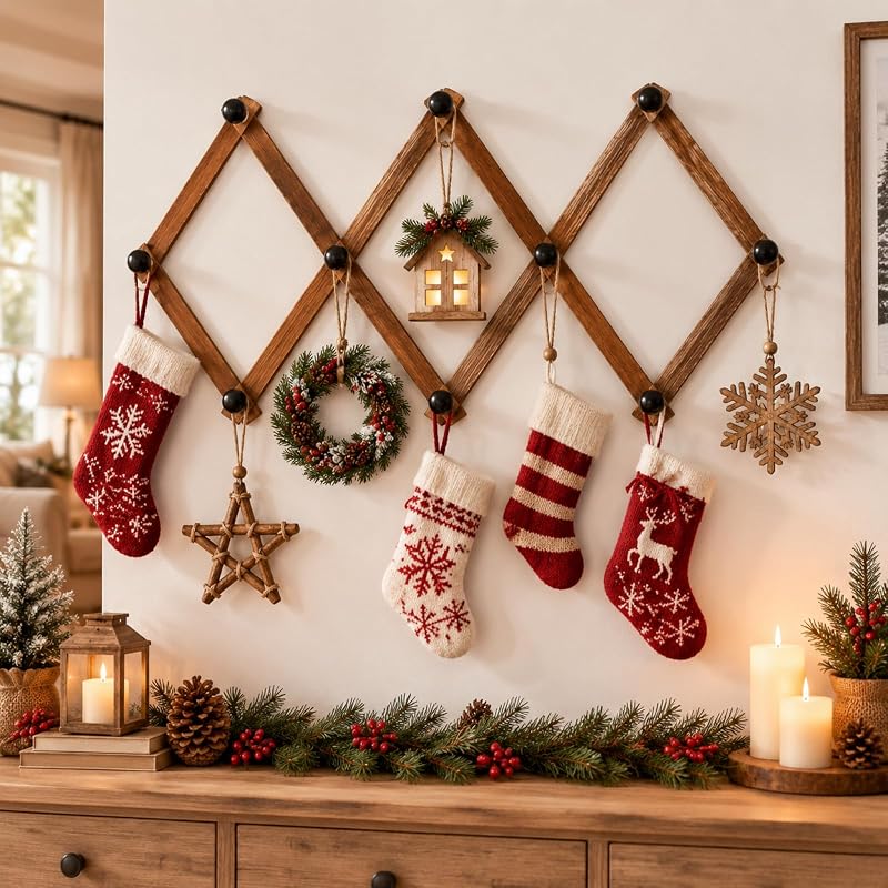 Wall-M-mounted 2-Pack Christmas Ornament Display Racks with S Hooks