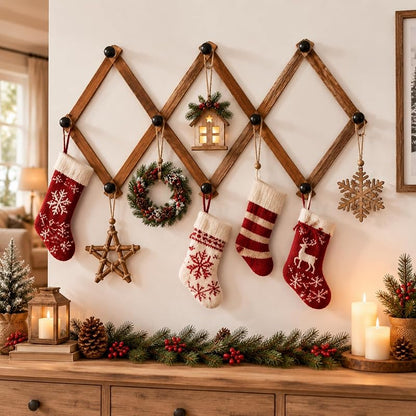 Wall-M-mounted 2-Pack Christmas Ornament Display Racks with S Hooks
