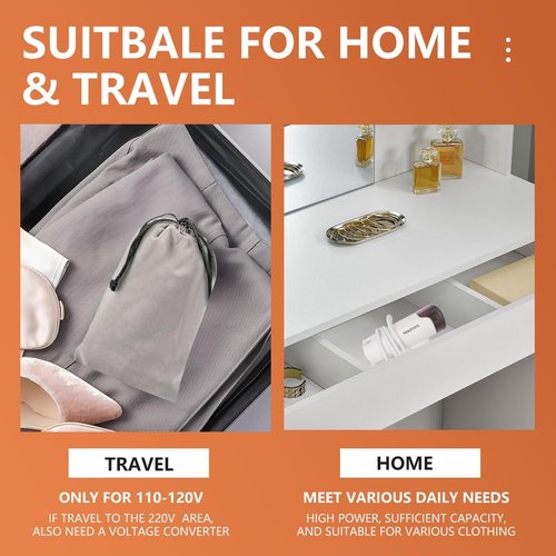1000w Travel Garment Steamer for Clothes: Foldable Portable Handheld Clothing Mini Steamers Travel Size Hand held Electric Small steam Iron Travel Dorm Essentials