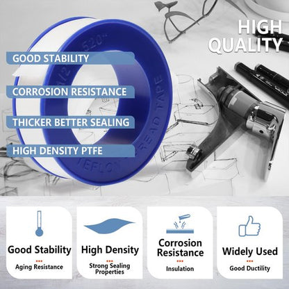 Teflon Tape,PTFE Plumbers Tape,for Sealing,Plumbing,Sealant,Thread Seal for Shower Head,Water Pipe,Prevent Leakage,(1 Roll,1/2 Inch X 520 Inches).