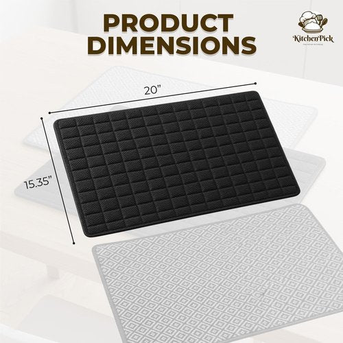 Elegant Duo Microfiber Dish Drying Mat - Large 15" x 20" Quick-Dry, Water-Absorbent Kitchen Mat