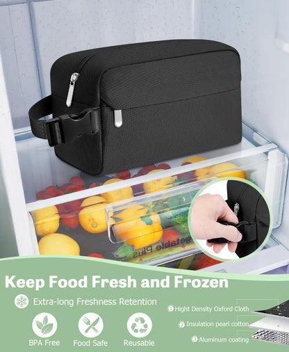 Skiennix Insulated Snack Bag - Reusable Lunch Box Cooler for Kids & Adults | Collapsible, Black, 3L Capacity