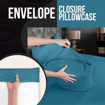 Utopia Bedding Queen Pillow Cases - Soft Brushed Microfiber - 4 Pack, Denim Blue, 20 x 30 Inches