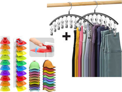 Metal Legging Organizer & Space-Saving Hat Rack - Holds 20 Leggings & 40 Caps | Ideal for Jeans & Sportswear