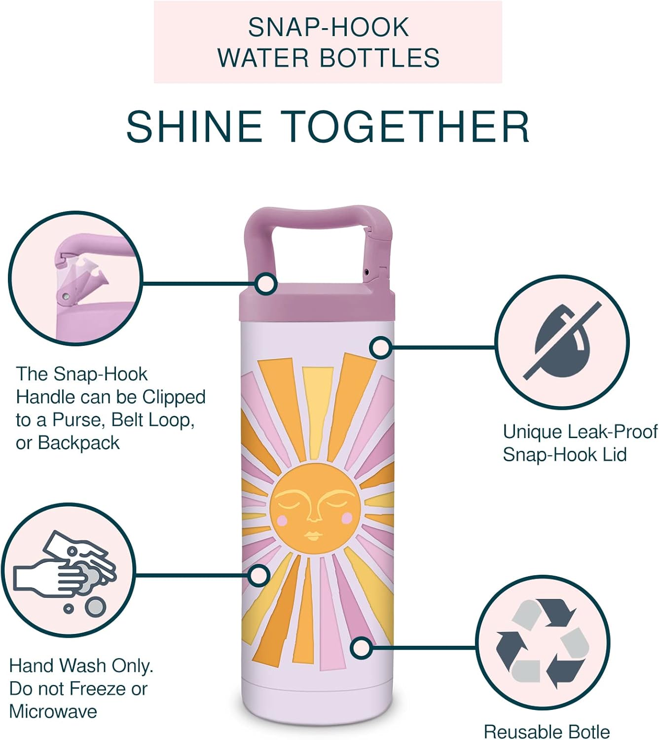 Shine Together by Studio Oh! Insulated Water Bottle - 20-Ounce Stainless Steel, BPA-Free Design