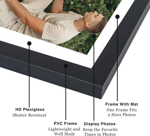 JCJMY 18-Pack Black 4x6 Picture Frames - Gallery Wall Decor Set for Hanging & Tabletop Display