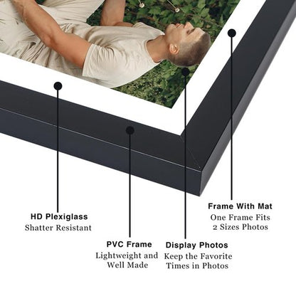 JCJMY 18 Packs 8x10 Picture Frames, Display 5x7 with Mat or 8x10 Without Mat, Gallery Wall Frame Set, 8 by 10 Frames Bulk Set of 18 Collage Wall Decor Photo Frames Set for Wall and Tabletop, Black