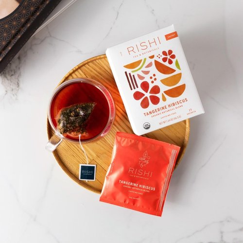 Rishi Tea Tangerine Hibiscus Herbal Tea - Organic, Caffeine Free Sachet Bags, Hibiscus Botanical Blend - 15 Count (Pack of 1)