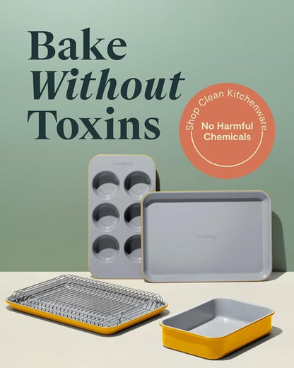 Caraway Mini Bakeware Set - Non-Stick, Non-Toxic Ceramic Coating - Compact Pans for Small Kitchens - Marigold