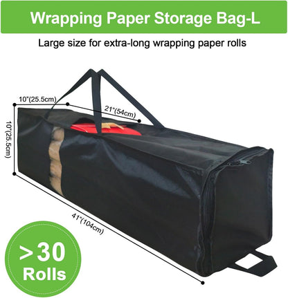 Newbob Gift Wrapping Storage Bag - Heavy Duty Waterproof Organizer for Up to 30 Rolls, 41" with Zipper & Pockets