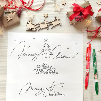 Christmas Gel Pens Set 30 Pcs - Retractable Ballpoint Pens with Santa, Snowman & Gifts